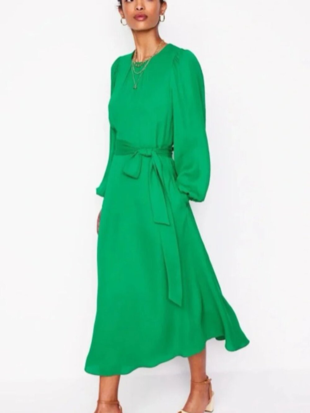 Boden Blouson Sleeve Midi Dress in Rich Emerald - Sz 8